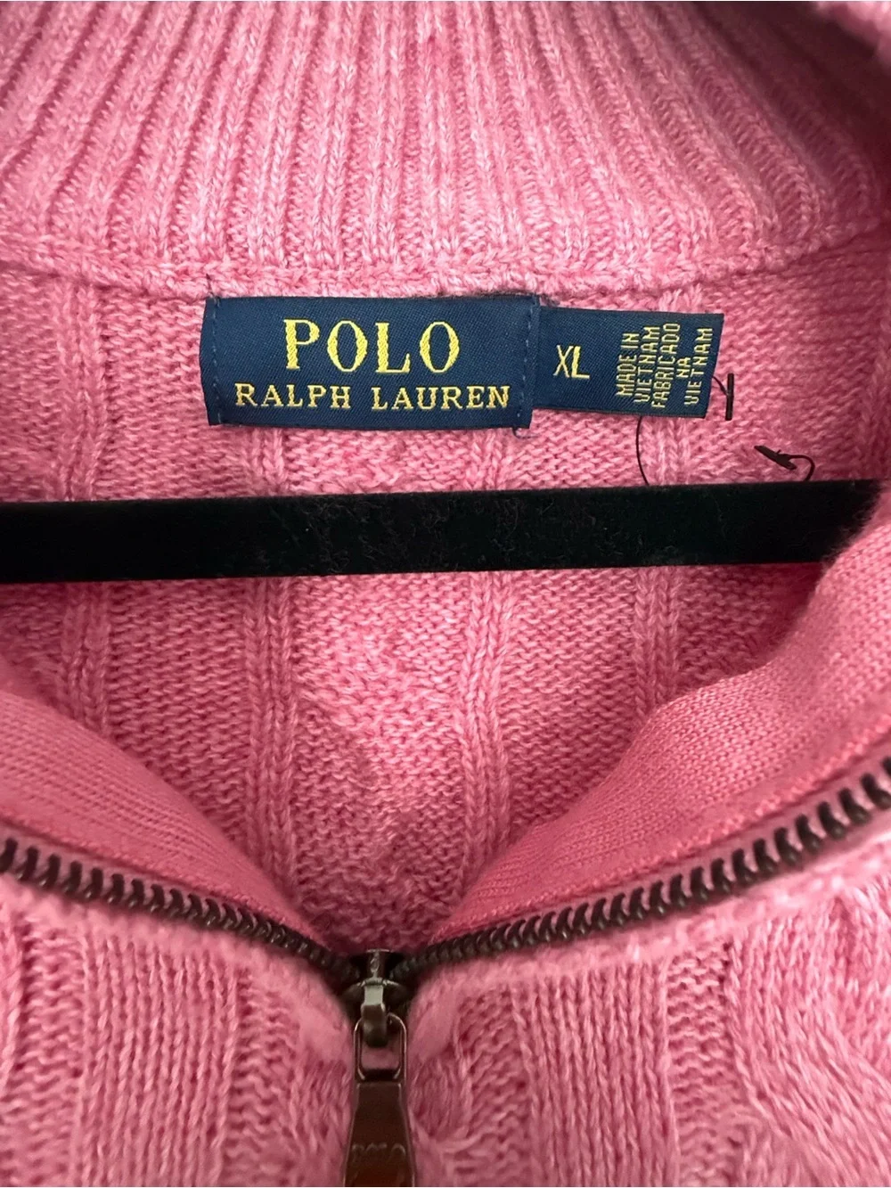 Polo Ralph Lauren Pink Cable-Knit Quarter Zip Sweater- kids XL